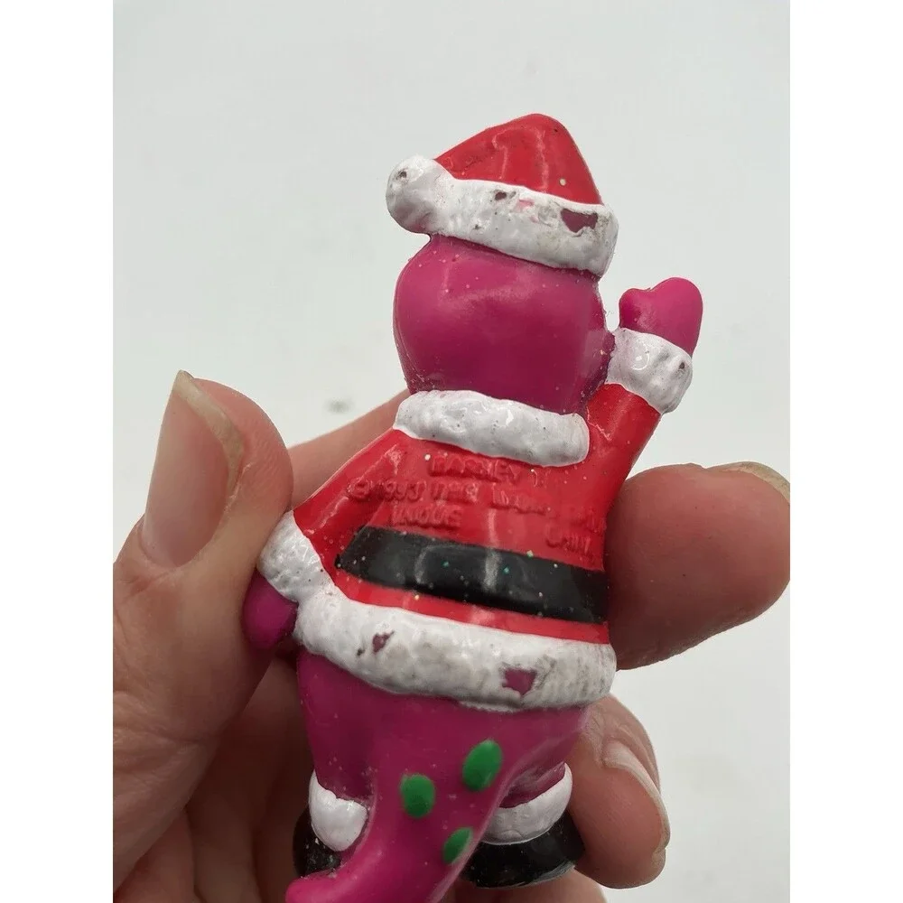 Vintage Barney Santa Christmas PVC Figure Ornament 1993 Lyons Group Holiday Toy